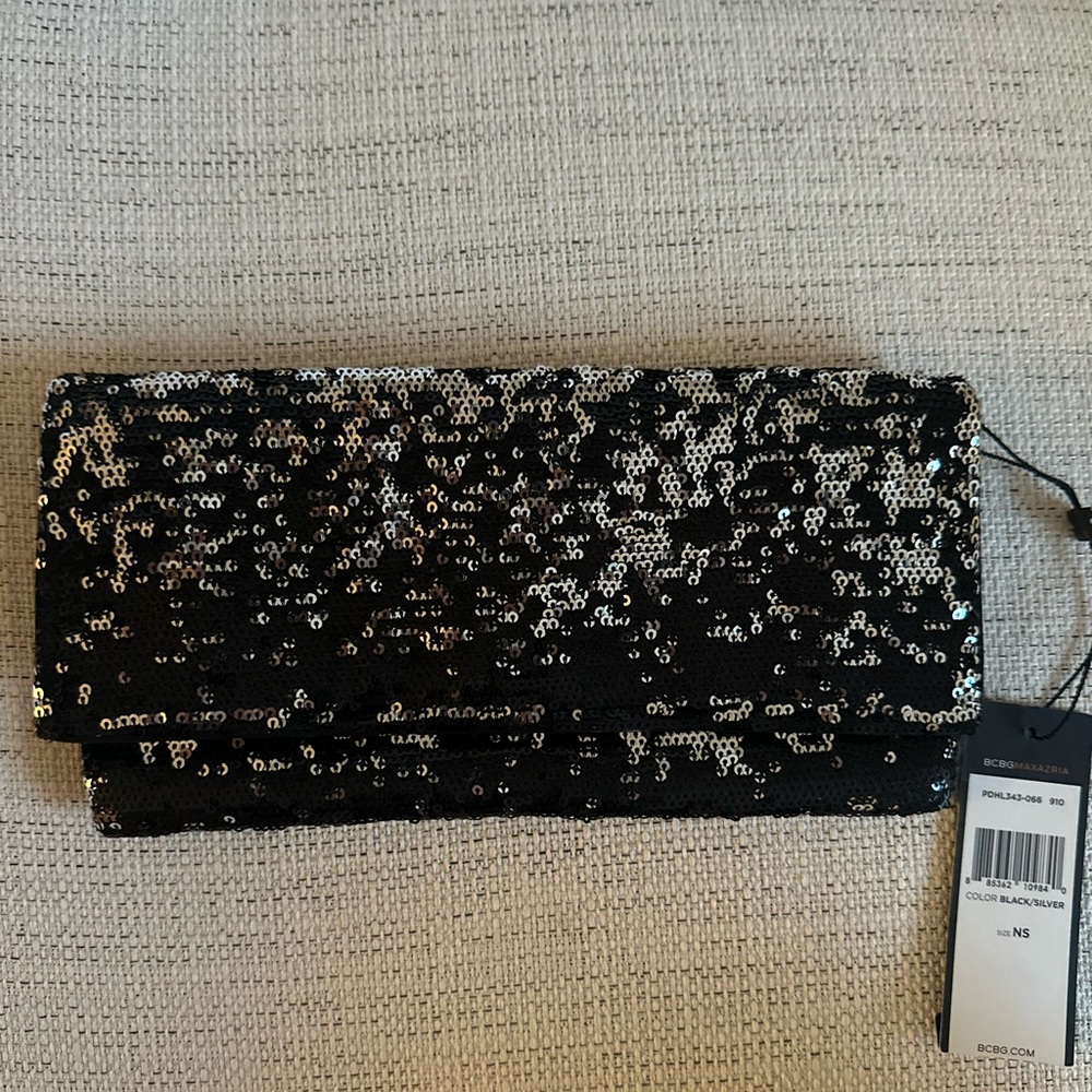 BCBG Black/Silver Sequin Clutch